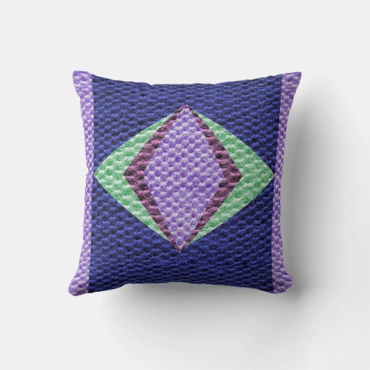 青数々の色のテクスチャのクロシェ クッション (裏面)