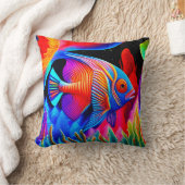 青数々の色の熱帯魚 クッション (ブランケット)