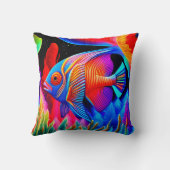 青数々の色の熱帯魚 クッション (裏面)