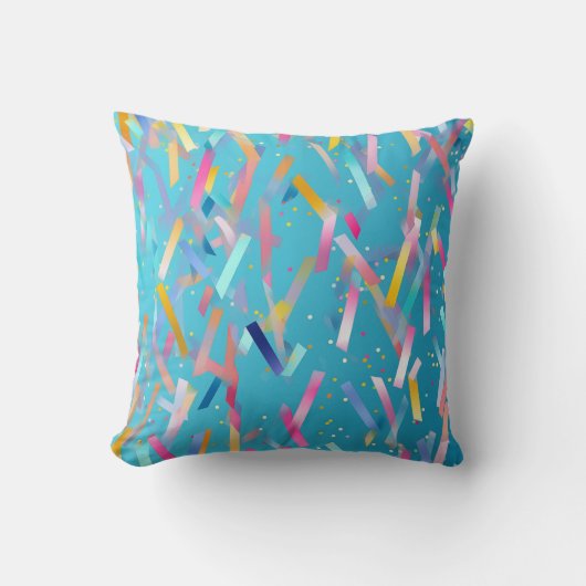 青数々の色の紙吹雪背景 クッション (正面)