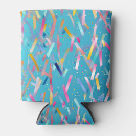 青数々の色の紙吹雪背景 缶クーラー