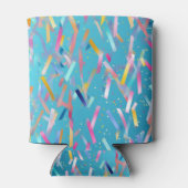 青数々の色の紙吹雪背景 缶クーラー (裏面)