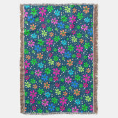 青数々の色の花 スローブランケット (正面縦)