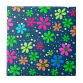 青数々の色の花 タイル (正面)