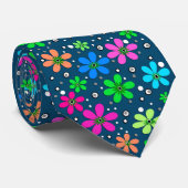 青数々の色の花 ネクタイ (ロール)