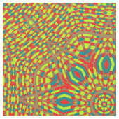 青数々の色の黄色の赤いプリントの円パターン ファブリック (クローズアップ)