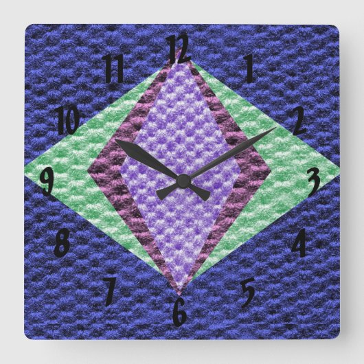 青数々の色テクスチャの編集 スクエア壁時計 (正面)