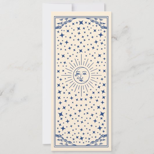 青日と月のタロットカード日付を保存 招待状 (裏面)