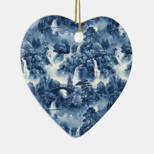 青日本のい白磁の水庭 セラミックオーナメント (右)