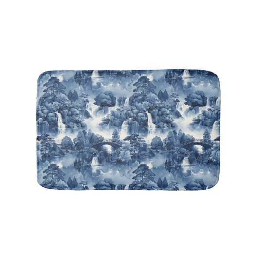 青日本のい白磁の水庭 バスマット (正面)