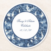 青日本のい白磁の水庭 ラウンドペーパーコースター (正面)