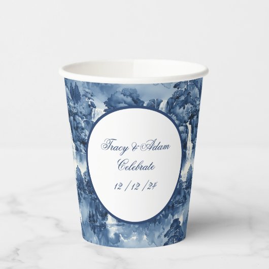 青日本のい白磁の水庭 紙コップ (左)