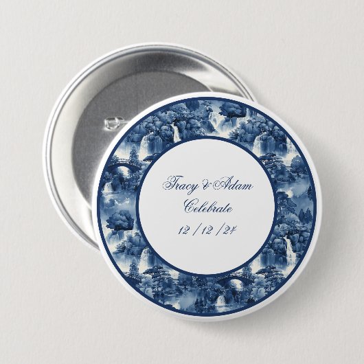 青日本のい白磁の水庭 缶バッジ (正面&裏面)