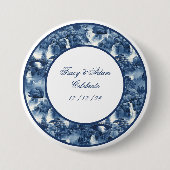 青日本のい白磁の水庭 缶バッジ (正面)