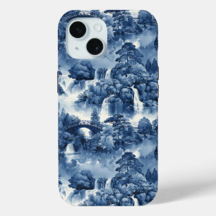 青日本のい白磁の水庭 iPhone 15ケース