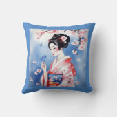 青日本のい蝶の女性 クッション (裏面)