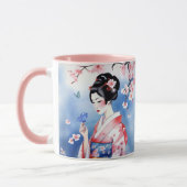 青日本のい蝶の女性 マグカップ (左)