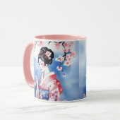 青日本のい蝶の女性 マグカップ (正面左)