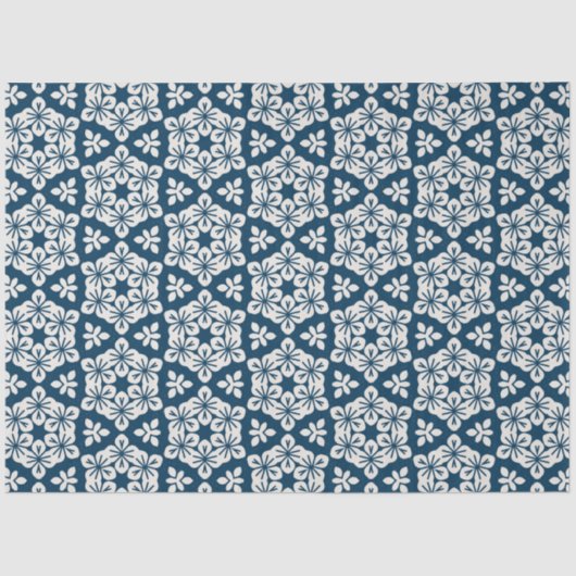 青日本のと白の切り離し花デザイン 薄葉紙 (正面)