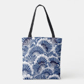 青日本のと白の蓮の花模様 トートバッグ (裏面)