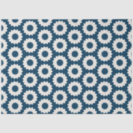 青日本のと白の輪状の花デザイン 薄葉紙