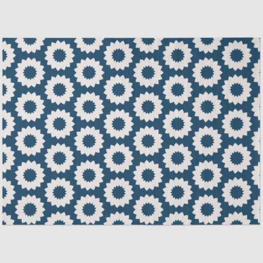 青日本のと白の輪状の花デザイン 薄葉紙 (正面)