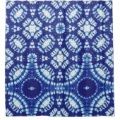 青日本の伝統的絞り染め シャワーカーテン (正面)