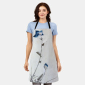 青日本の桔梗、北斎、浮世絵 エプロン (着用した状態)