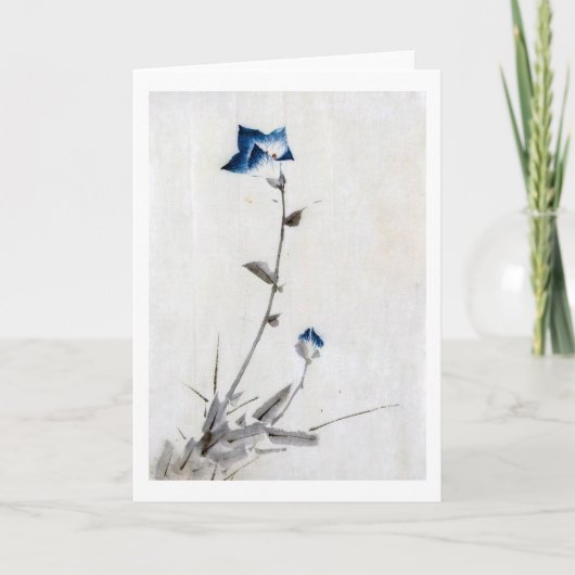 青日本の桔梗、北斎、浮世絵 カード (正面)