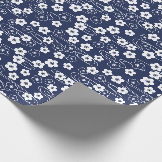 青日本の桜さくらんぼ花花大 ラッピングペーパー (角)