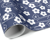 青日本の桜さくらんぼ花花大 ラッピングペーパー (ロールコーナー)