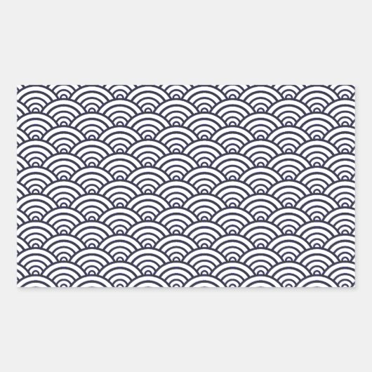 青日本の波青海波 長方形シール (正面)