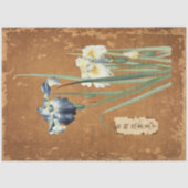 青日本の白アイリスフローラヴィンテージ分離 薄葉紙 (正面)
