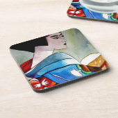 青日本の着芸者オリジナル コースター (左側)