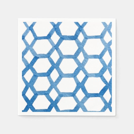 青日本の絞りポリゴン水彩模様 スタンダードカクテルナプキン (正面)