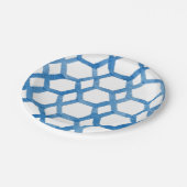 青日本の絞りポリゴン水彩模様 ペーパープレート (アングル)