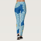 青日本の花柄イラストレーションレギンス レギンス (裏面)