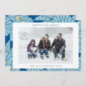 青日本の花柄カスタム写真 シーズンカード (正面/裏面)