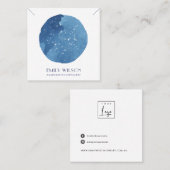 青星水彩円スタッドイヤリングディスプレイ スクエア名刺 (正面/裏面)