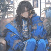 青春のインディゴ/Indigo Youth Seal | 東京娘 GenerartiveAI シール (正面)