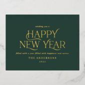 青春エレガントミニマルモダン伝統的年 箔シーズンポストカード (正面)