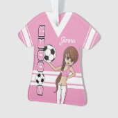 青春⚽サッカーかわいい女の子 |ピンク オーナメント (正面)