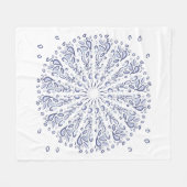 青曼荼羅の模様 フリースブランケット (正面(横))