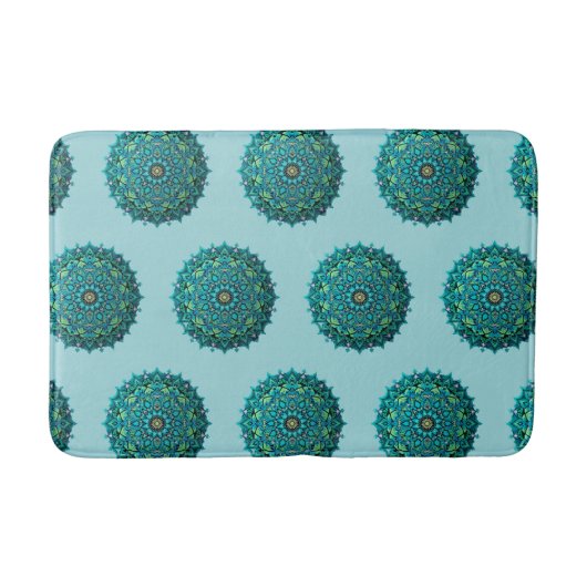 青曼荼羅の繰り返しパターン バスマット (正面)