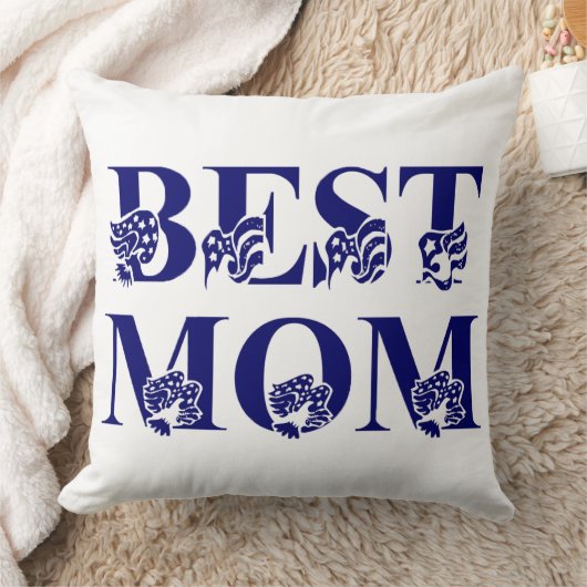 青最高のと白の付いた母の青ストライプ旗 クッション (ブランケット)