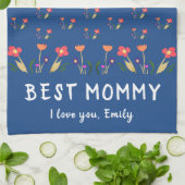 青最高の母花柄スケッチ母の日 キッチンタオル (折り畳み)