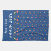 青最高の母花柄スケッチ母の日 キッチンタオル (横)