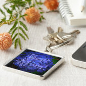 青最高の花の背景の母 キーホルダー (側面)