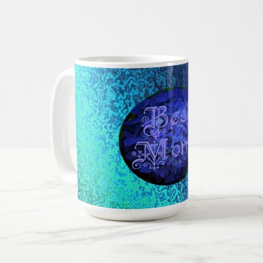 青最高の花の背景の母 コーヒーマグカップ (正面左)