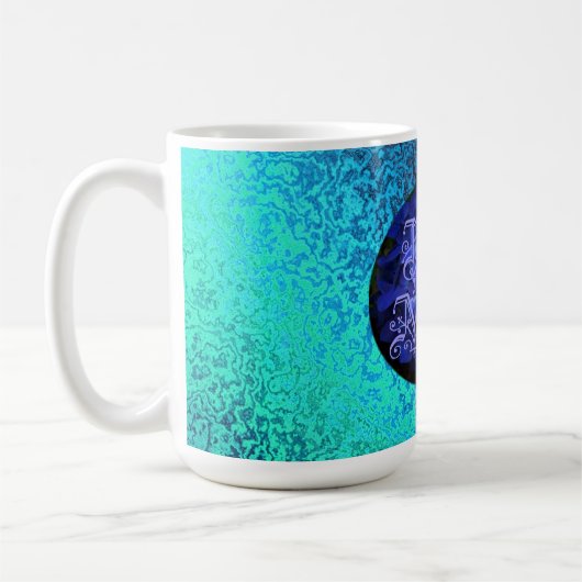 青最高の花の背景の母 コーヒーマグカップ (左)